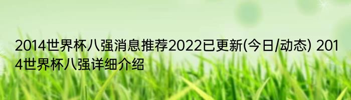 2014世界杯八强消息推荐2022已更新(今日/动态) 2014世界杯八强详细介绍