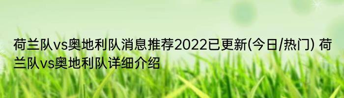 荷兰队vs奥地利队消息推荐2022已更新(今日/热门) 荷兰队vs奥地利队详细介绍