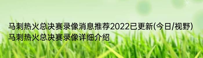 马刺热火总决赛录像消息推荐2022已更新(今日/视野) 马刺热火总决赛录像详细介绍