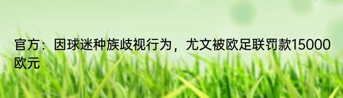 官方：因球迷种族歧视行为，尤文被欧足联罚款15000欧元