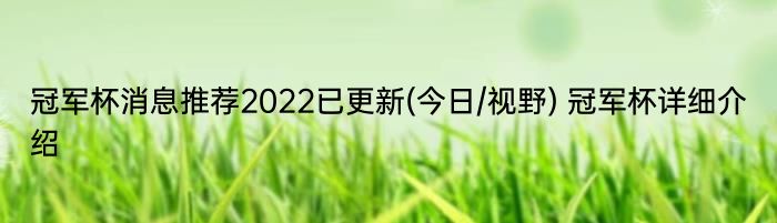 冠军杯消息推荐2022已更新(今日/视野) 冠军杯详细介绍