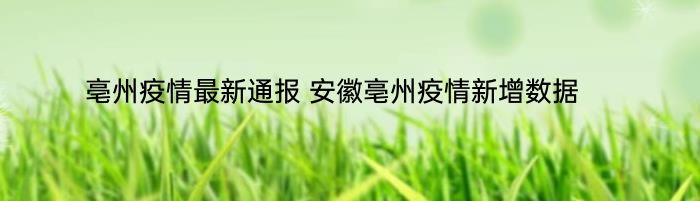 亳州疫情最新通报 安徽亳州疫情新增数据