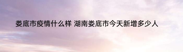 娄底市疫情什么样 湖南娄底市今天新增多少人