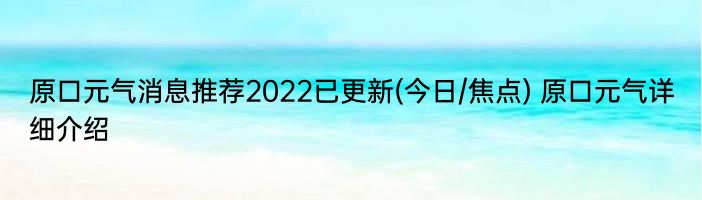 原口元气消息推荐2022已更新(今日/焦点) 原口元气详细介绍