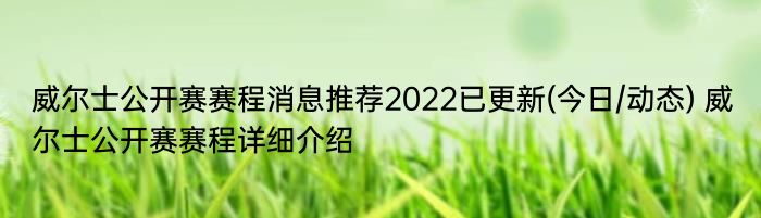 威尔士公开赛赛程消息推荐2022已更新(今日/动态) 威尔士公开赛赛程详细介绍