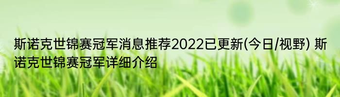 斯诺克世锦赛冠军消息推荐2022已更新(今日/视野) 斯诺克世锦赛冠军详细介绍