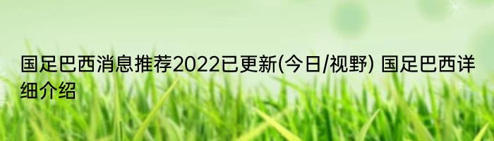 国足巴西消息推荐2022已更新(今日/视野) 国足巴西详细介绍