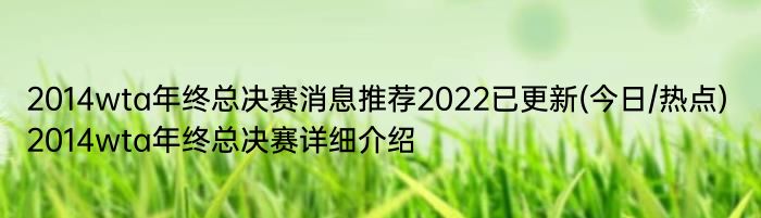 2014wta年终总决赛消息推荐2022已更新(今日/热点) 2014wta年终总决赛详细介绍