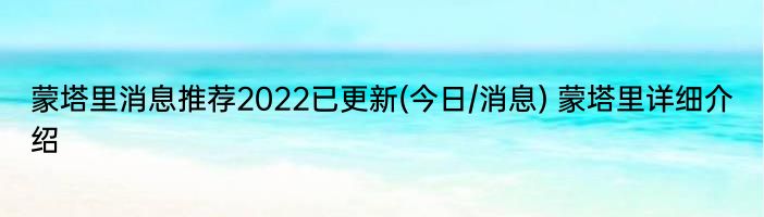 蒙塔里消息推荐2022已更新(今日/消息) 蒙塔里详细介绍