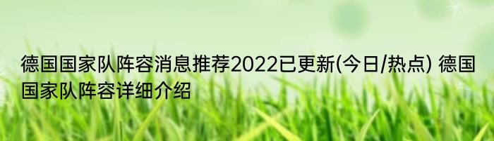 德国国家队阵容消息推荐2022已更新(今日/热点) 德国国家队阵容详细介绍