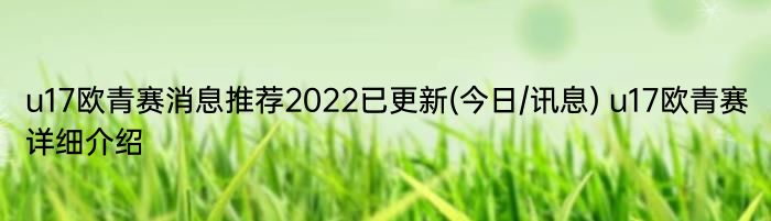 u17欧青赛消息推荐2022已更新(今日/讯息) u17欧青赛详细介绍