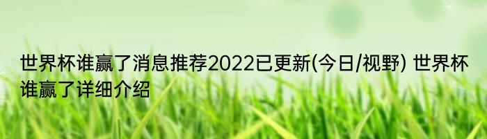 世界杯谁赢了消息推荐2022已更新(今日/视野) 世界杯谁赢了详细介绍