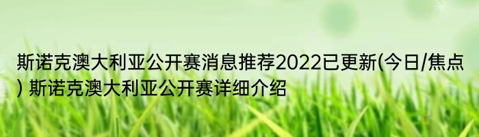 斯诺克澳大利亚公开赛消息推荐2022已更新(今日/焦点) 斯诺克澳大利亚公开赛详细介绍