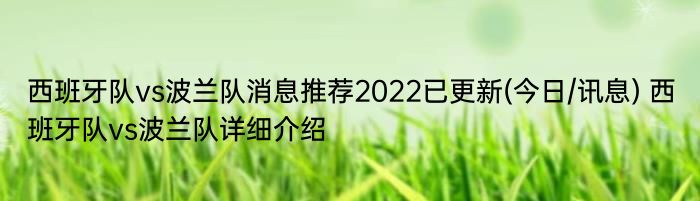 西班牙队vs波兰队消息推荐2022已更新(今日/讯息) 西班牙队vs波兰队详细介绍