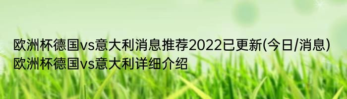 欧洲杯德国vs意大利消息推荐2022已更新(今日/消息) 欧洲杯德国vs意大利详细介绍