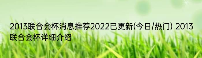 2013联合会杯消息推荐2022已更新(今日/热门) 2013联合会杯详细介绍