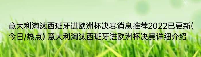 意大利淘汰西班牙进欧洲杯决赛消息推荐2022已更新(今日/热点) 意大利淘汰西班牙进欧洲杯决赛详细介绍