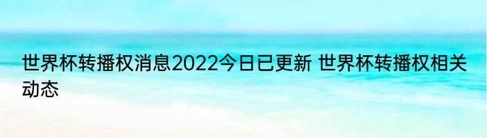 世界杯转播权消息2022今日已更新 世界杯转播权相关动态