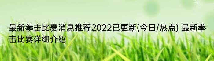 最新拳击比赛消息推荐2022已更新(今日/热点) 最新拳击比赛详细介绍