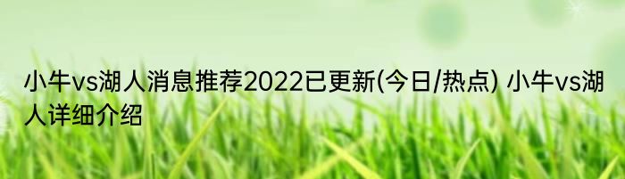 小牛vs湖人消息推荐2022已更新(今日/热点) 小牛vs湖人详细介绍