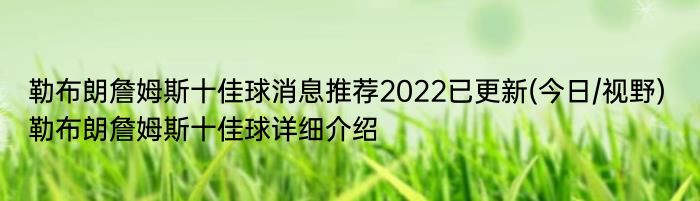 勒布朗詹姆斯十佳球消息推荐2022已更新(今日/视野) 勒布朗詹姆斯十佳球详细介绍