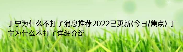 丁宁为什么不打了消息推荐2022已更新(今日/焦点) 丁宁为什么不打了详细介绍