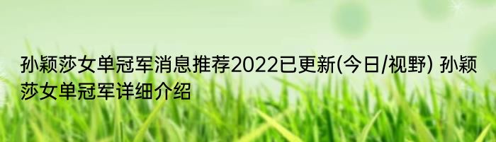 孙颖莎女单冠军消息推荐2022已更新(今日/视野) 孙颖莎女单冠军详细介绍