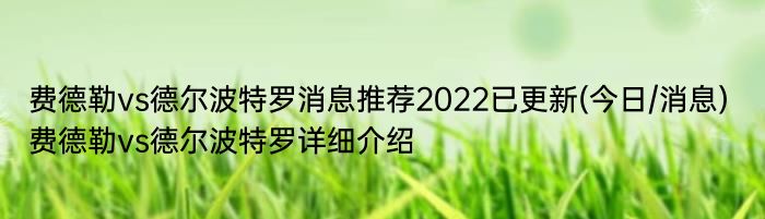 费德勒vs德尔波特罗消息推荐2022已更新(今日/消息) 费德勒vs德尔波特罗详细介绍