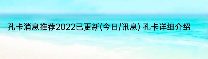 孔卡消息推荐2022已更新(今日/讯息) 孔卡详细介绍