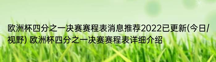 欧洲杯四分之一决赛赛程表消息推荐2022已更新(今日/视野) 欧洲杯四分之一决赛赛程表详细介绍