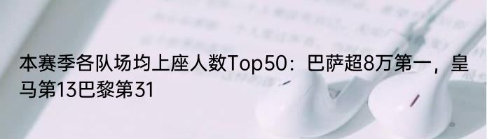 本赛季各队场均上座人数Top50：巴萨超8万第一，皇马第13巴黎第31