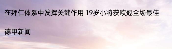 在拜仁体系中发挥关键作用 19岁小将获欧冠全场最佳|德甲新闻  