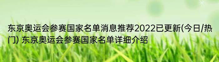 东京奥运会参赛国家名单消息推荐2022已更新(今日/热门) 东京奥运会参赛国家名单详细介绍