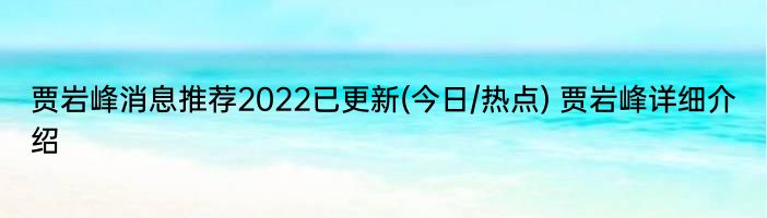 贾岩峰消息推荐2022已更新(今日/热点) 贾岩峰详细介绍