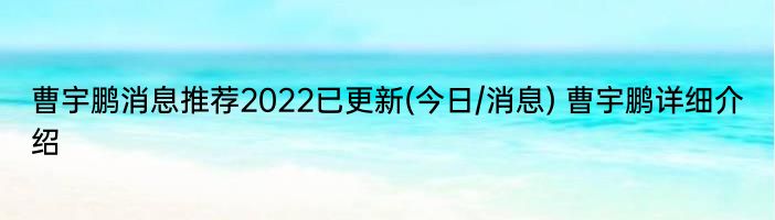 曹宇鹏消息推荐2022已更新(今日/消息) 曹宇鹏详细介绍