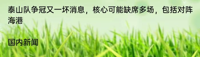 泰山队争冠又一坏消息，核心可能缺席多场，包括对阵海港|国内新闻  