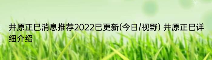 井原正巳消息推荐2022已更新(今日/视野) 井原正巳详细介绍