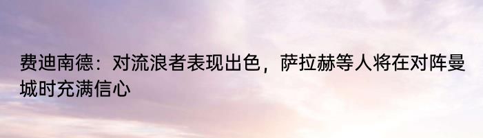 费迪南德：对流浪者表现出色，萨拉赫等人将在对阵曼城时充满信心