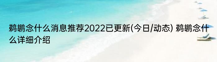 鹈鹕念什么消息推荐2022已更新(今日/动态) 鹈鹕念什么详细介绍