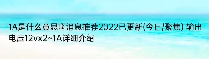 1A是什么意思啊消息推荐2022已更新(今日/聚焦) 输出电压12vx2~1A详细介绍