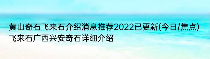 黄山奇石飞来石介绍消息推荐2022已更新(今日/焦点) 飞来石广西兴安奇石详细介绍