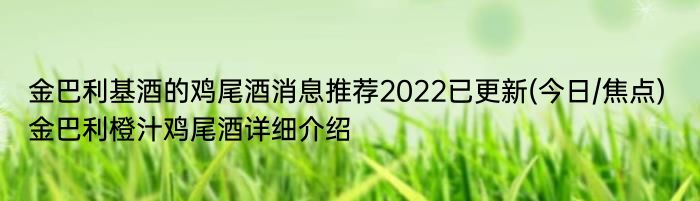 金巴利基酒的鸡尾酒消息推荐2022已更新(今日/焦点) 金巴利橙汁鸡尾酒详细介绍