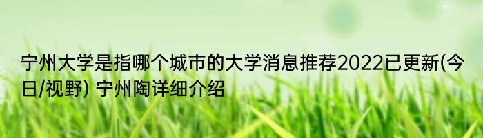 宁州大学是指哪个城市的大学消息推荐2022已更新(今日/视野) 宁州陶详细介绍