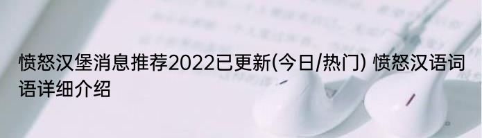 愤怒汉堡消息推荐2022已更新(今日/热门) 愤怒汉语词语详细介绍