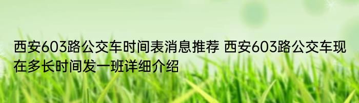 西安603路公交车时间表消息推荐 西安603路公交车现在多长时间发一班详细介绍