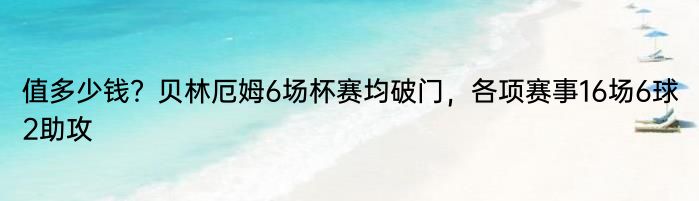 值多少钱？贝林厄姆6场杯赛均破门，各项赛事16场6球2助攻