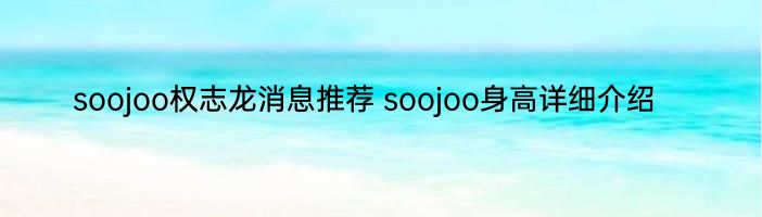 soojoo权志龙消息推荐 soojoo身高详细介绍