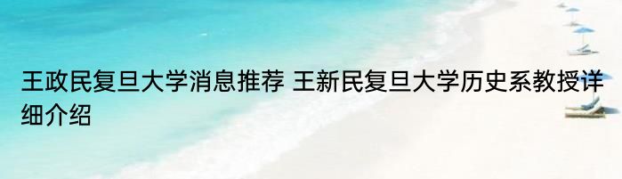 王政民复旦大学消息推荐 王新民复旦大学历史系教授详细介绍