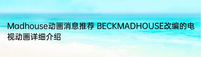 Madhouse动画消息推荐 BECKMADHOUSE改编的电视动画详细介绍