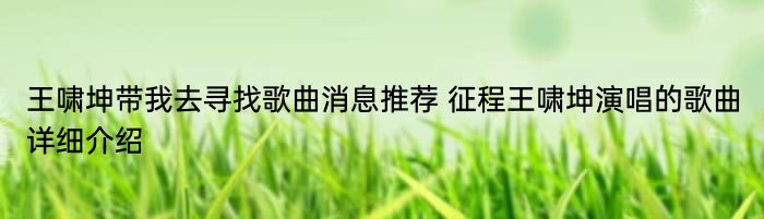 王啸坤带我去寻找歌曲消息推荐 征程王啸坤演唱的歌曲详细介绍